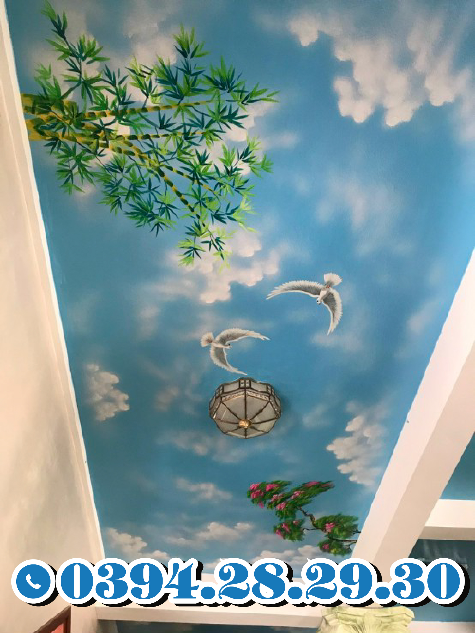Mẫu vẽ tranh tường trần nhà, trần mây